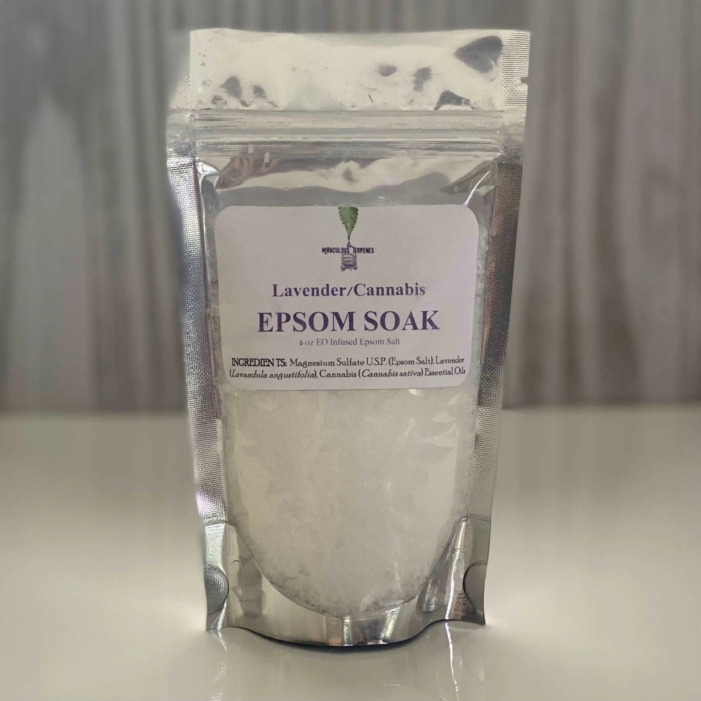 Lavender/Cannabis sativa Essential Oil Epsom Soak (6oz) - THC Free