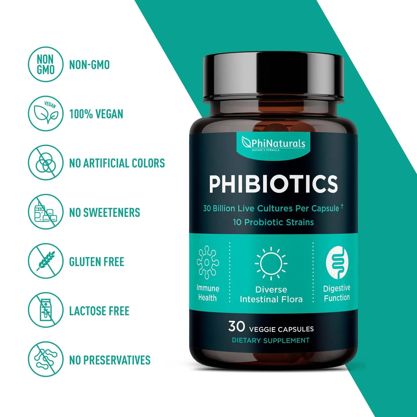 Probiotics High Potency 10 Strains – 30 Billion CFU – [30 Ti Excel Nutritionals LLC DBA Phi Naturals