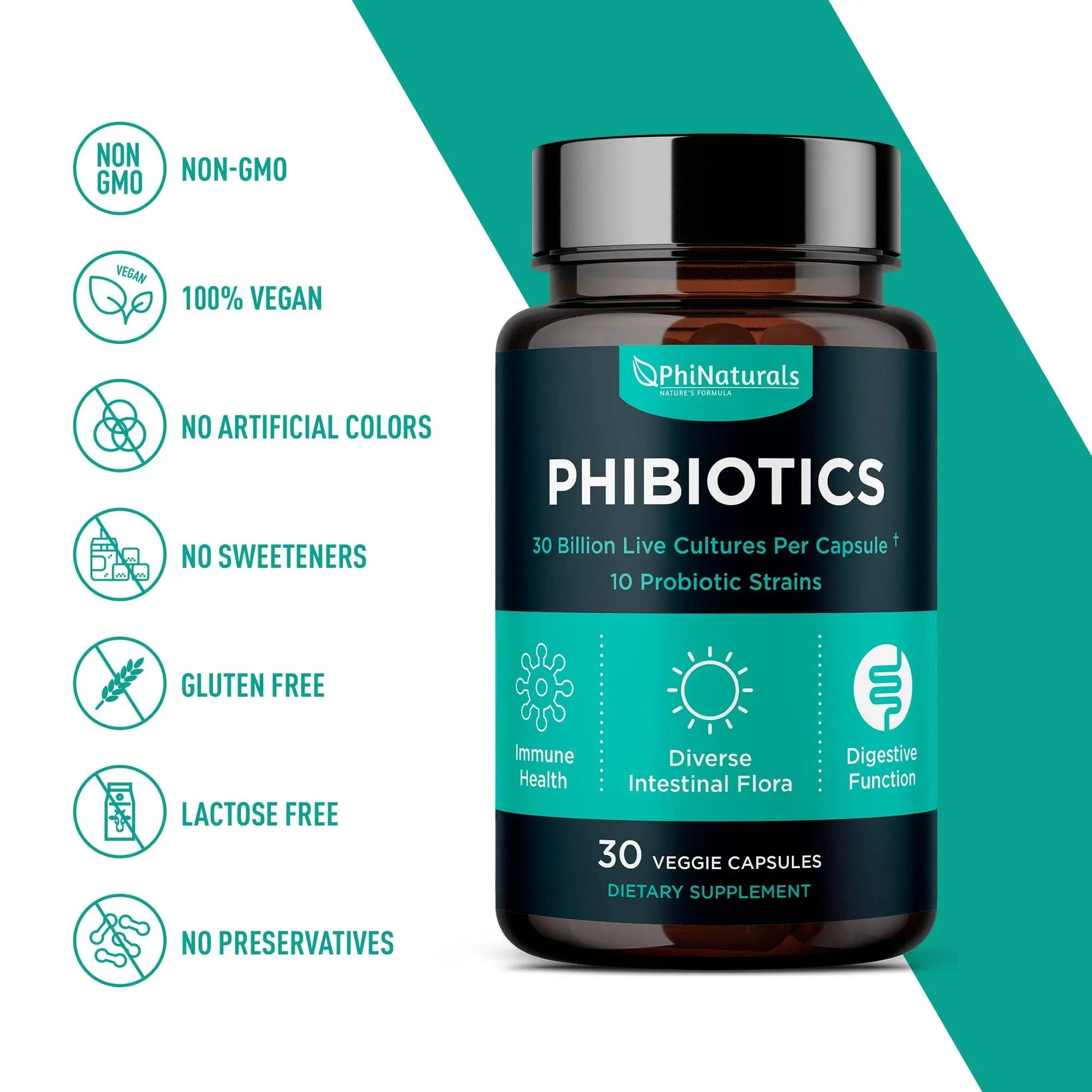 Probiotics High Potency 10 Strains – 30 Billion CFU – [30 Ti Excel Nutritionals LLC DBA Phi Naturals