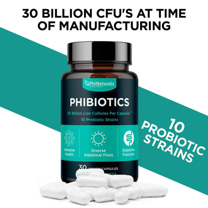 Probiotics High Potency 10 Strains – 30 Billion CFU – [30 Ti Excel Nutritionals LLC DBA Phi Naturals