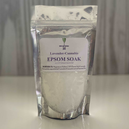 Lavender/Cannabis sativa Essential Oil Epsom Soak (6oz) - THC Free